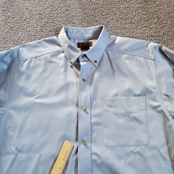 Ariat shirt Mens Large Blue Button Up Long Sleeve Twill - Picture 3 of 13